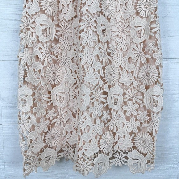 Lulus Cheers to Love Skater Mini Dress Women Medium Halter Neck Lace Blush Pink - Picture 5 of 16